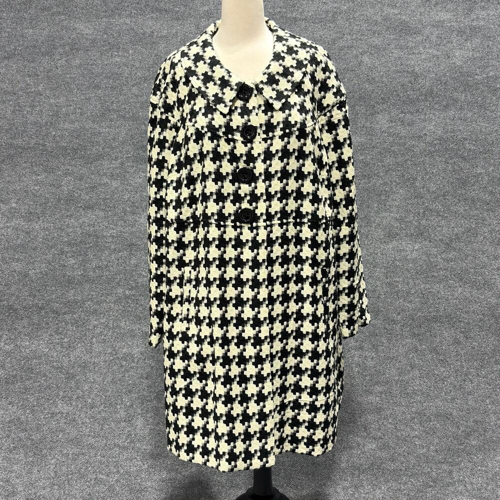 Coldwater Creek Jacket Womens 22W Black Houndstooth Tweed Button Front Lined